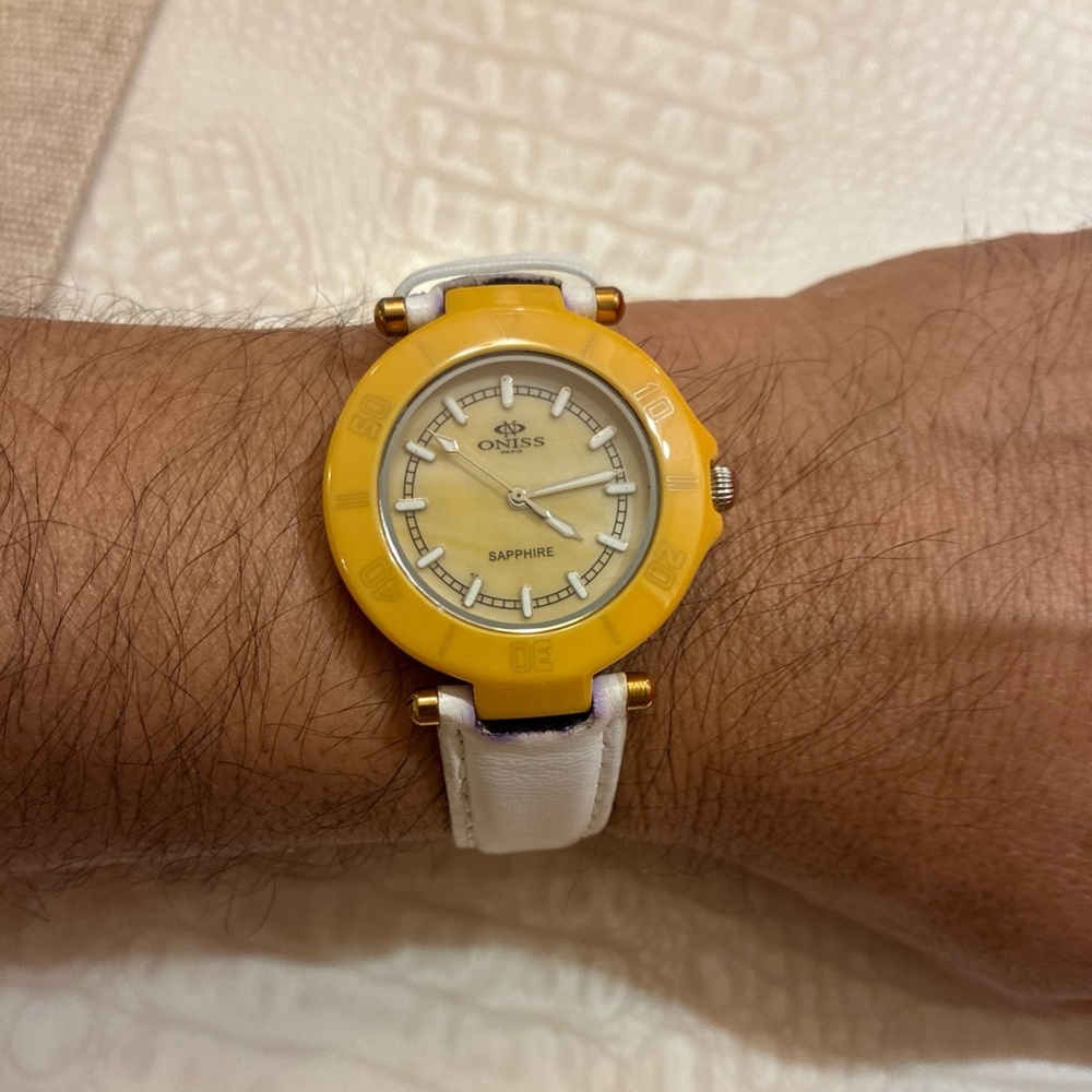 Oniss Yellow and White Watch